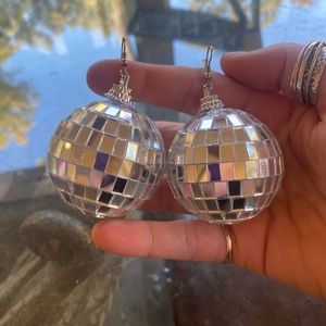 Handmade mini disco ball earrings!